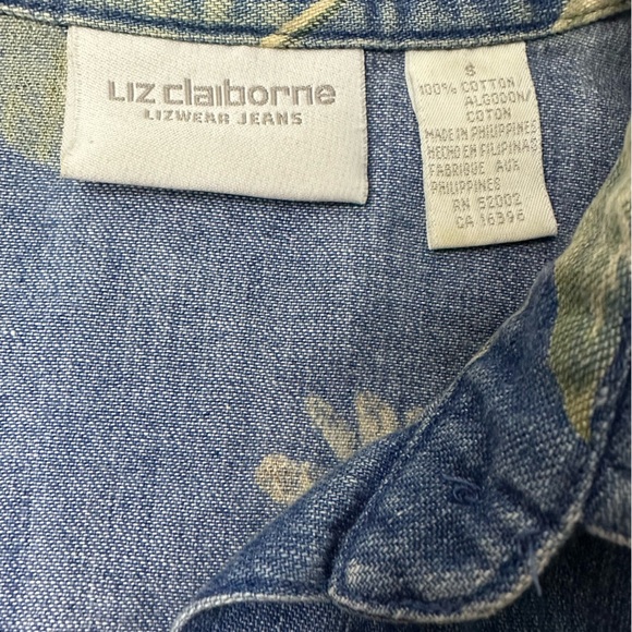 Liz Claiborne Lizwear Jeans Vintage Y2K Denim Floral Button Down - Picture 9 of 10